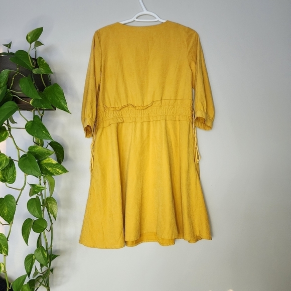 New mustard yellow spring summer swing baby doll dress size small - Picture 2 of 6